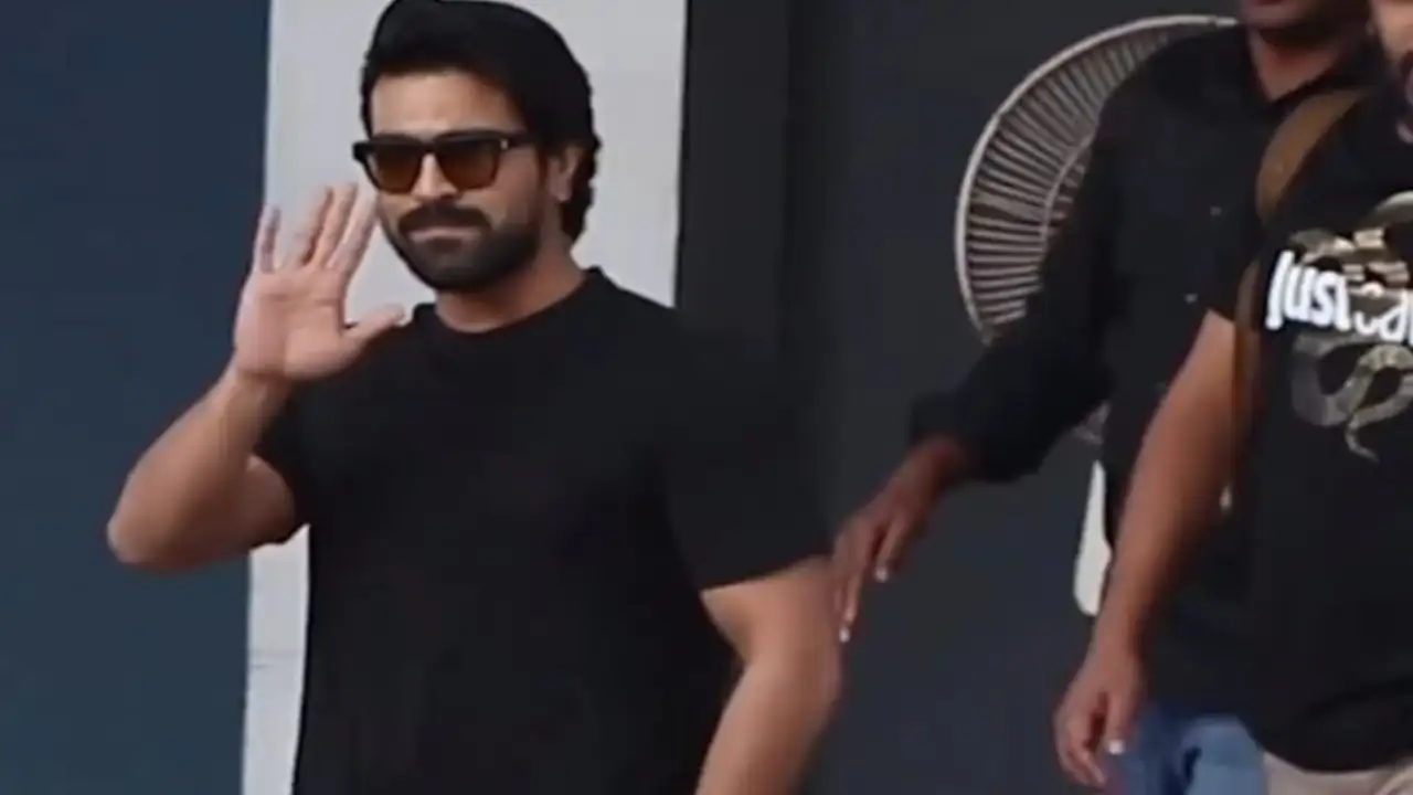RRR actor Ram Charan keeps his airport look comfy and basic in all black; VIDEO Ram Charan clicked at Hyderabad airport