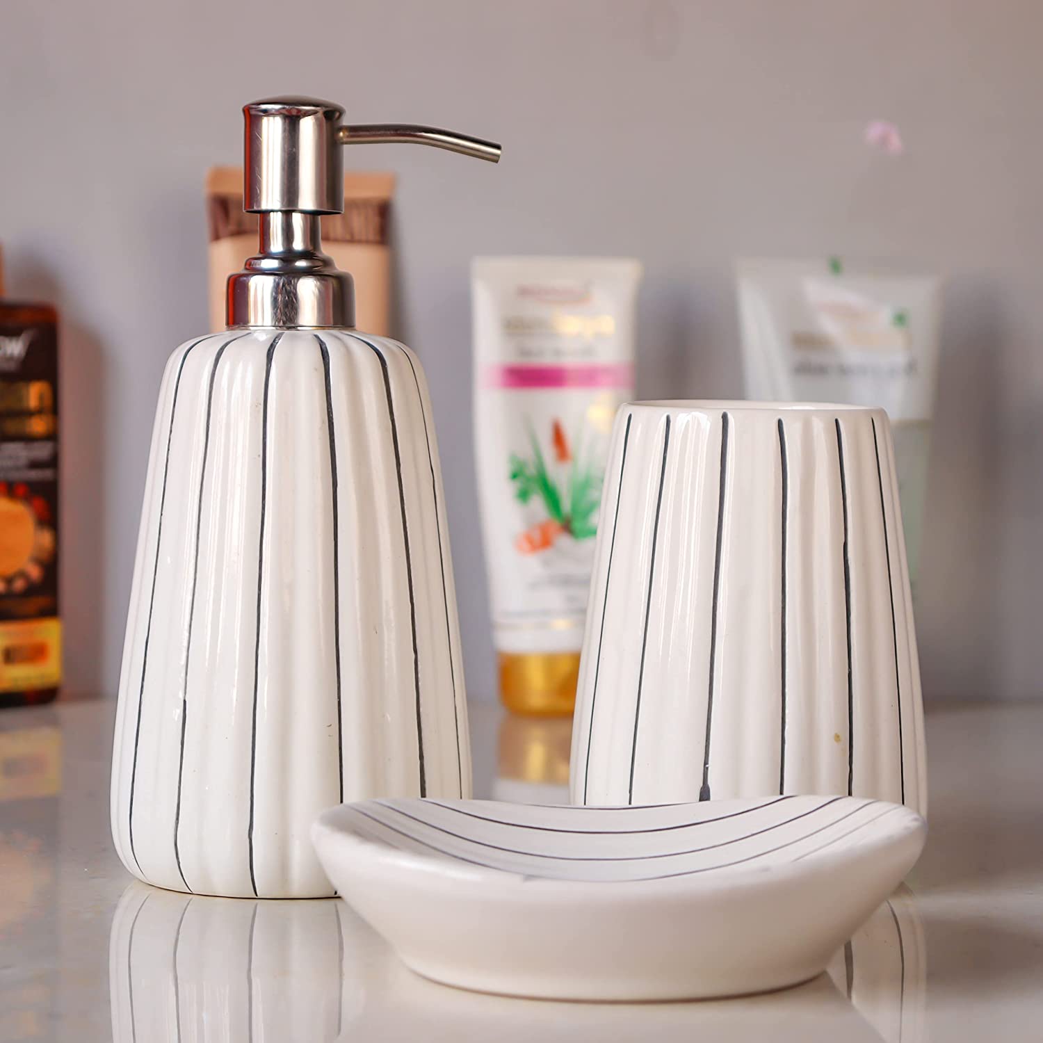 Kaolinite Ceramic Dispenser Bathroom Set