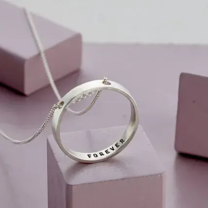 Personalized Embossed Pure Silver Ring Pendant