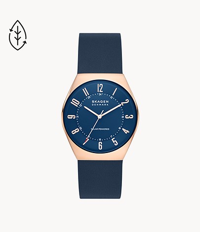 Skagen Denmark Grenen Solar-Powered Ocean Blue Leather Watch