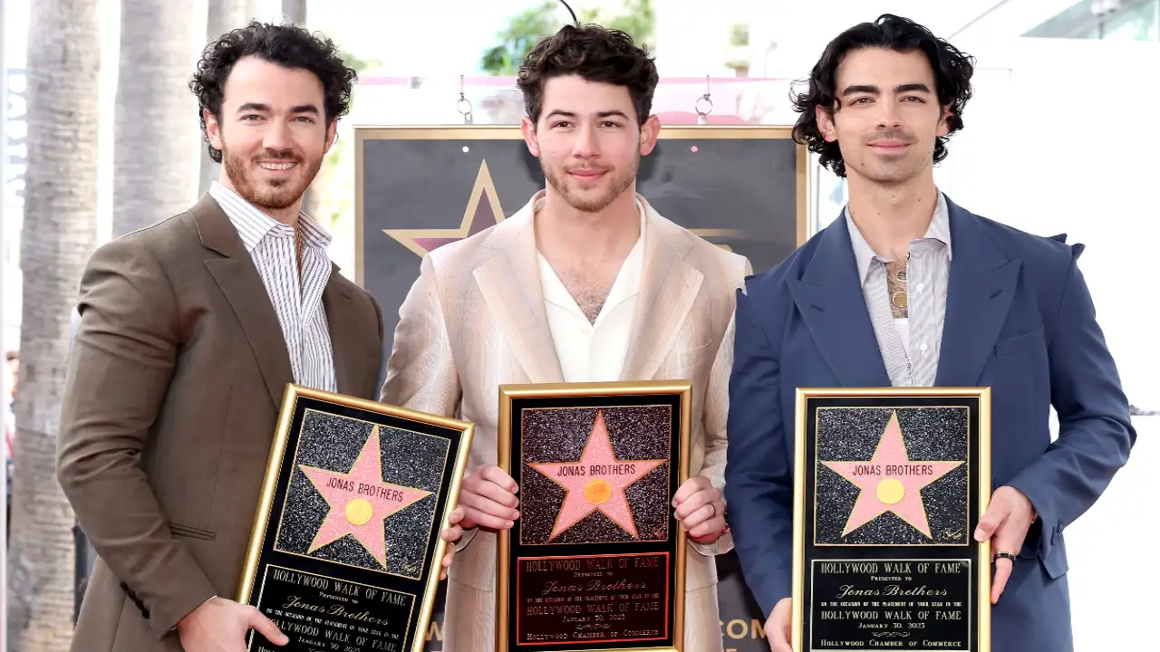 The Jonas Brothers attend the Hollywood Walk of Fame star ceremony (Image: Getty Images)
