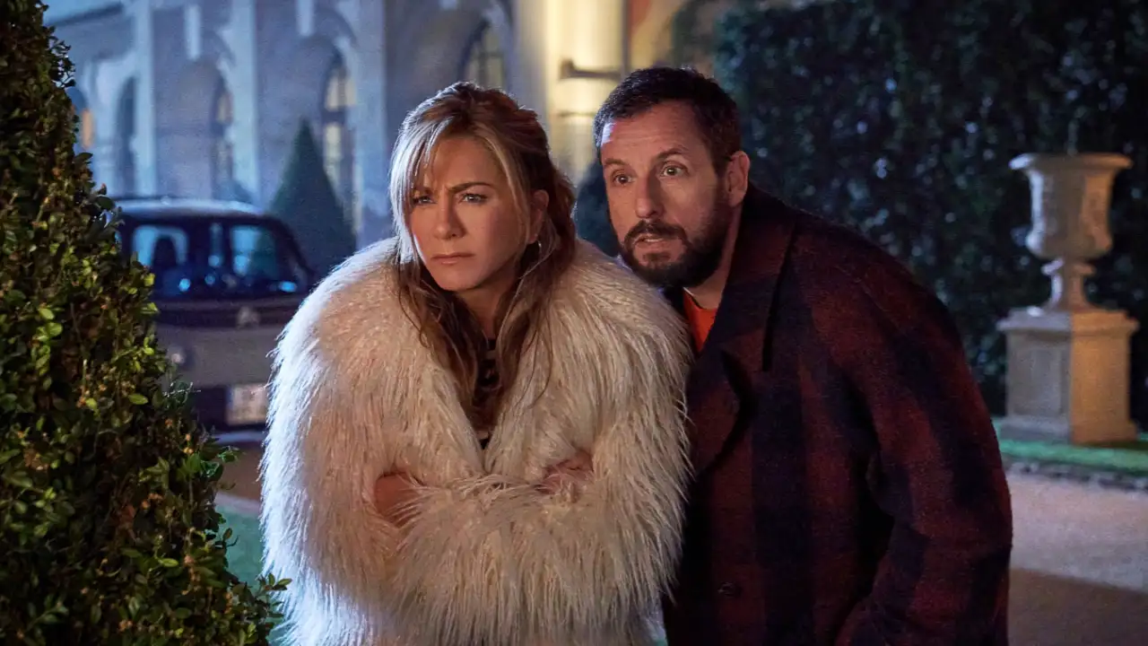Jennifer Aniston and Adam Sandler in Murder Mystery 2 (Credits: Netflix) Jennifer Aniston, Adam Sandler, Murder Mystery 2