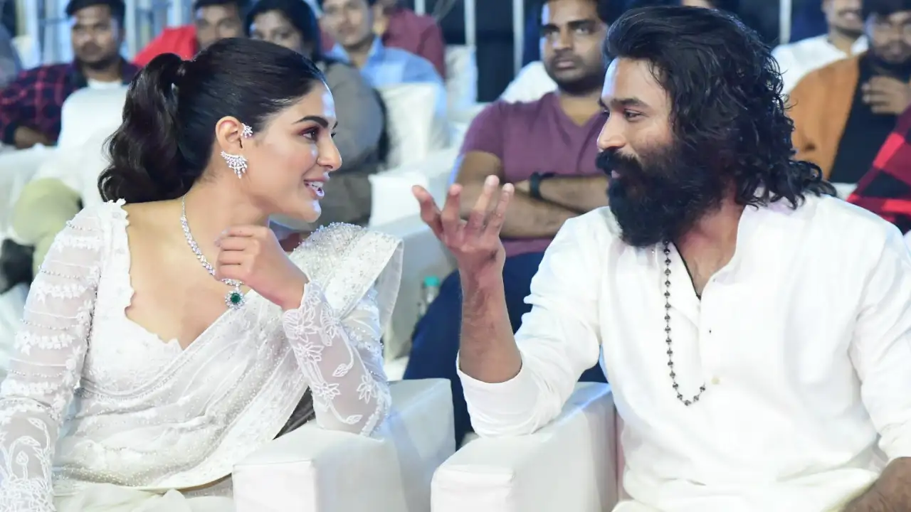 Vaathi: Dhanush and Samyuktha make for perfect vision in white at pre-release event; PHOTOS Vaathi: Dhanush pre-release event; PHOTOS