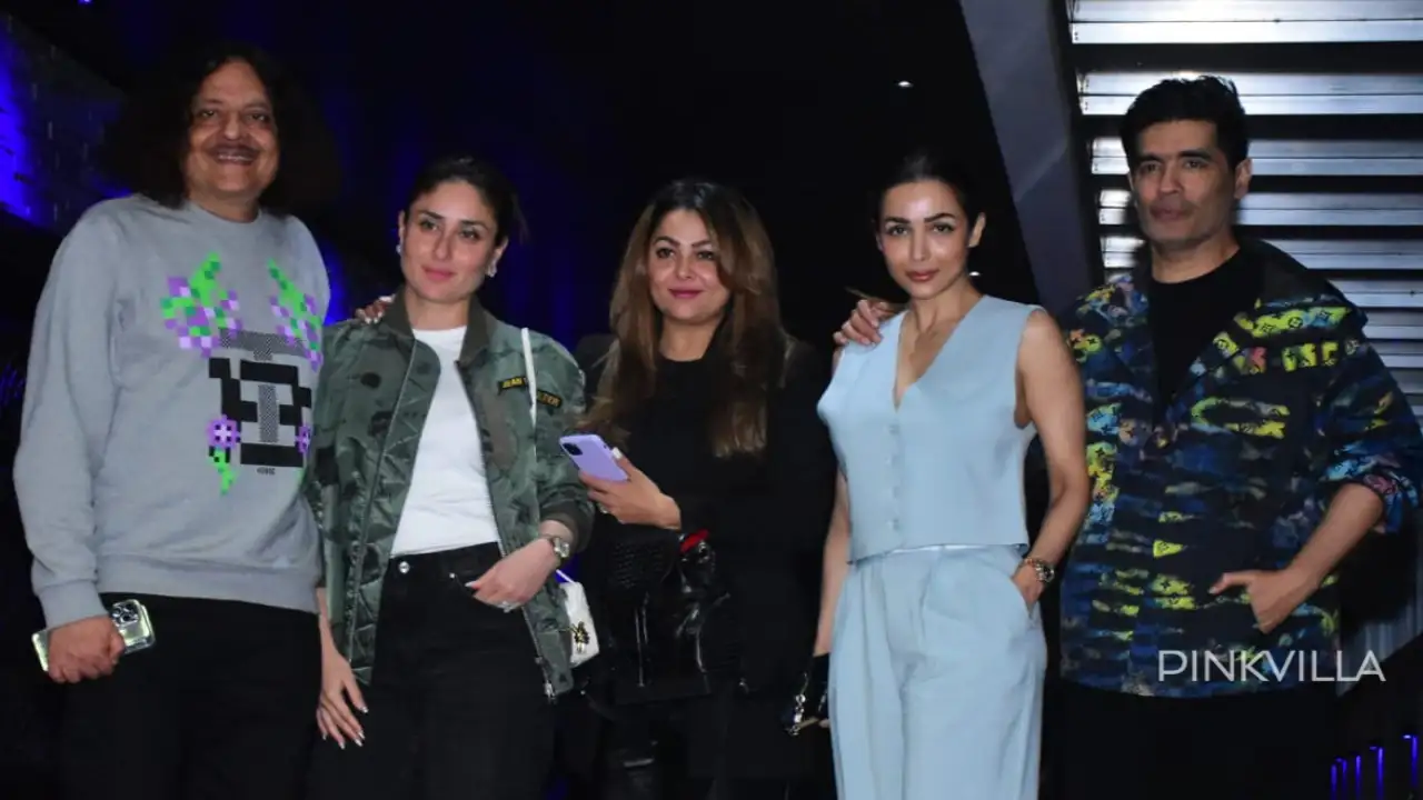 Kareena Kapoor Khan, Malaika Arora, and Amrita Arora with Manish Malhotra and a friend (Credits: Viral Bhayani) Kareena Kapoor Khan, Malaika Arora, Amrita Arora, Manish Malhotra