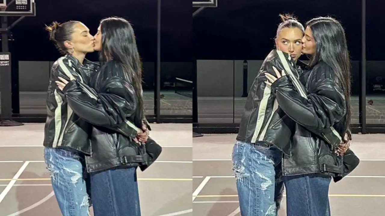 Kylie Jenner kisses friend Anastasia Karanikolaou on Valentine's Day (Images: Kylie Jenner Instagram)