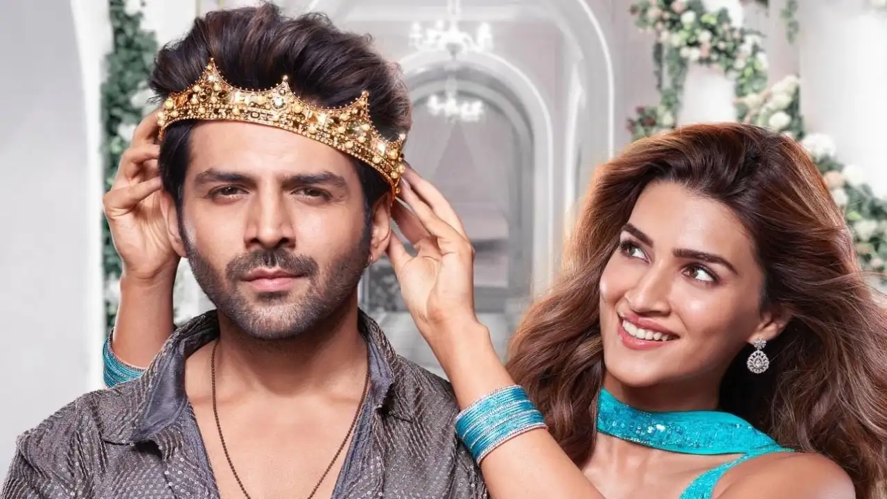 Kartik Aaryan and Kriti Sanon's Shehzada can collect Rs 7 crores on day 1 at the box office if spot-bookings are good (Credit: T-Series) Kartik Aaryan, Kriti Sanon