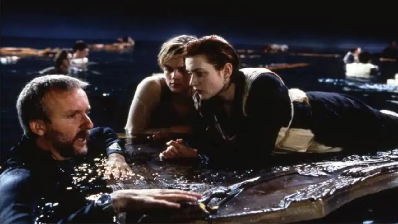 James Cameon, Leonard DiCaprio, Kate Winslet shoot, Titanic