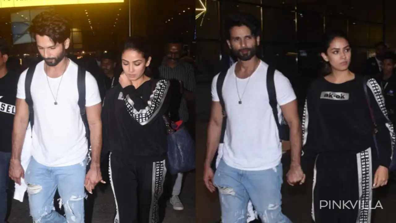 Shahid Kapoor and Mira Rajput at the airport (Credits: Viral Bhayani) Shahid Kapoor, Mira Rajput