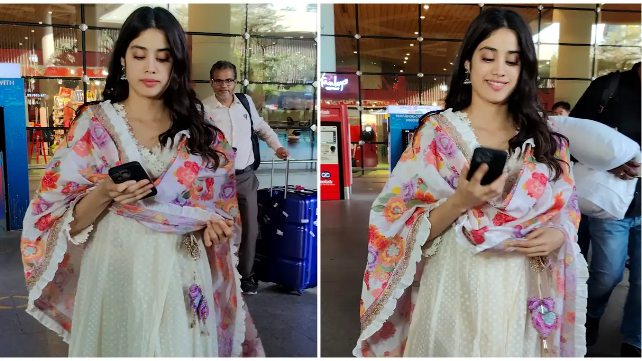 Janhvi Kapoor's The Neh Store Rs. 13.5K Anarkali set offers colour and floral bursts like a dream