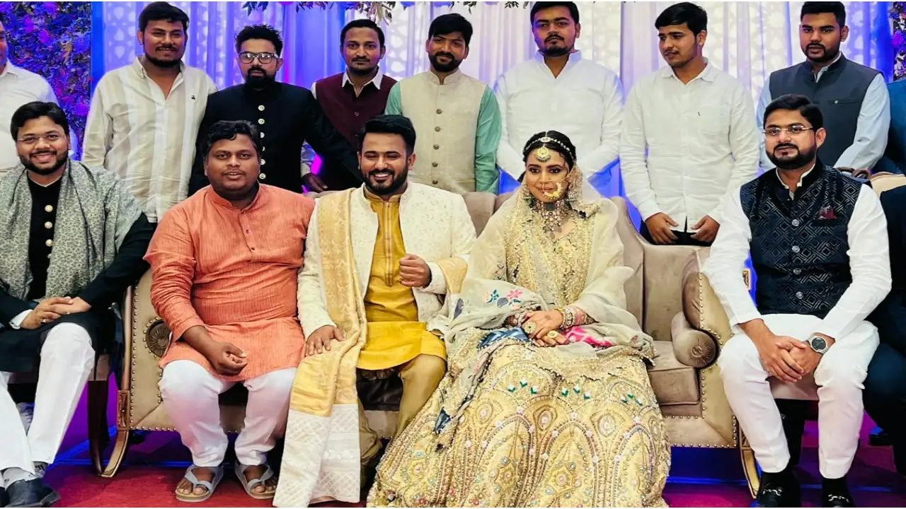 PICS: Swara Bhasker stunned in a gold gown by the Pakistani designer at her Walima ceremony and Fahad Ahmad.