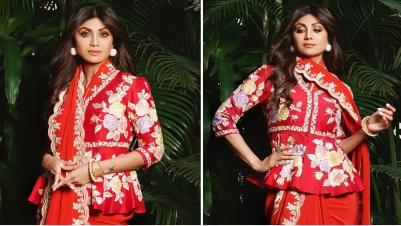  Shilpa Shetty in an Ashdeen sari set leads the rosy and radiant way to Spring 