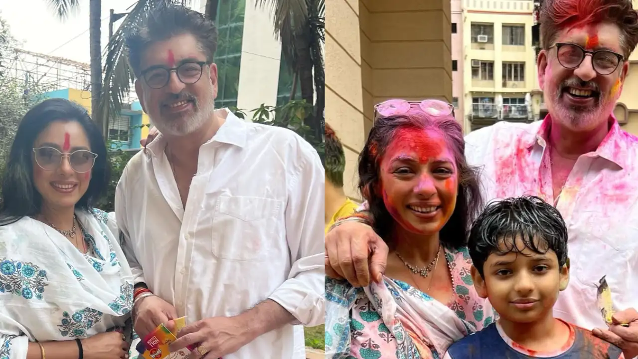 Anupamaa's Rupali Ganguly is all smiles as she celebrates Holi with Ashwin K Verma and son Rudransh