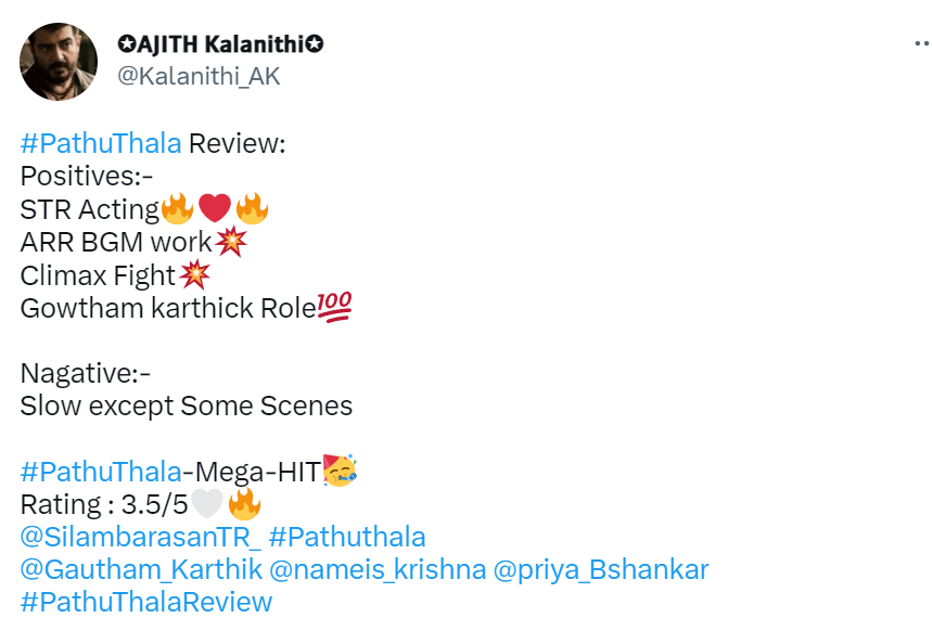 Pathu Thala Twitter review