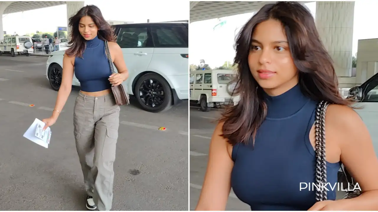 1715148170 suhana khan aces summer travel style pairs a crop top with comfy cargo pants at the airport pics 1280*720