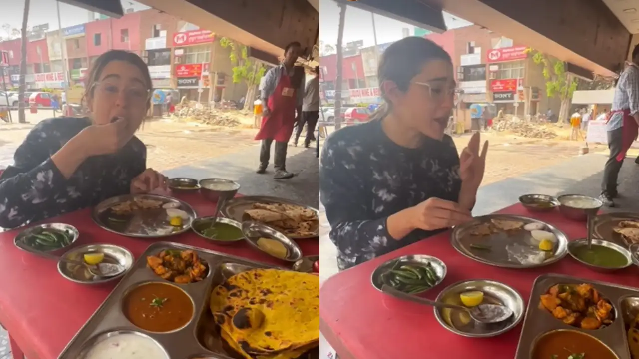 Sara Ali Khan has a 'blast' as she gorges on paratha and dahi in Chandigarh: WATCH