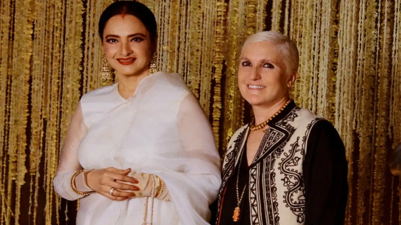 Rekha poses with designer Maria Grazia Chiuri before the Dior Fall 2023 Show in Mumbai – PIC.