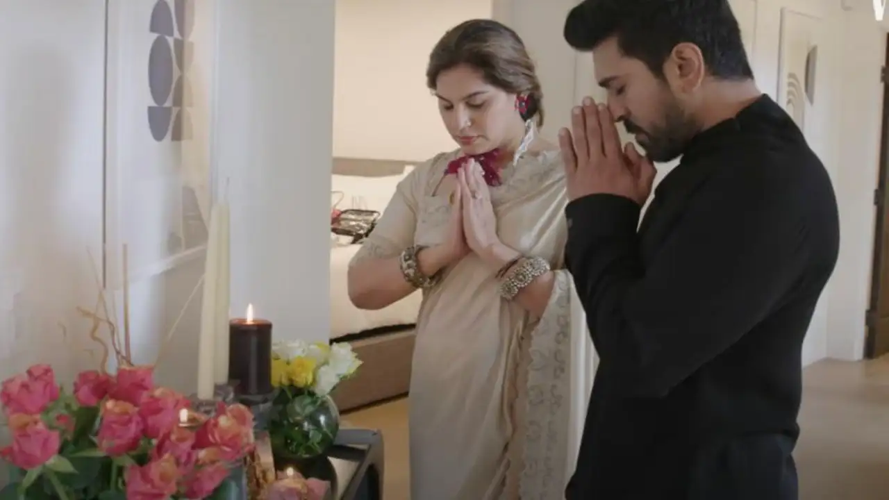 Ram Charan and Upasana follow a religious ritual before the Oscars