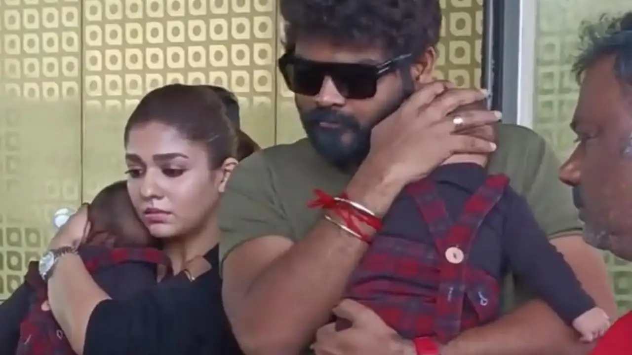 Nayanthara and Vignesh Shivan make their first public appearance with twin boys at the airport; WATCH Nayanthara and Vignesh Shivan with twin boys at the airport