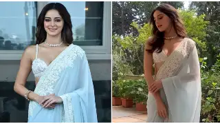 Ananya Panday's Manish Malhotra saree is Spring fabulousness in a pastel picture