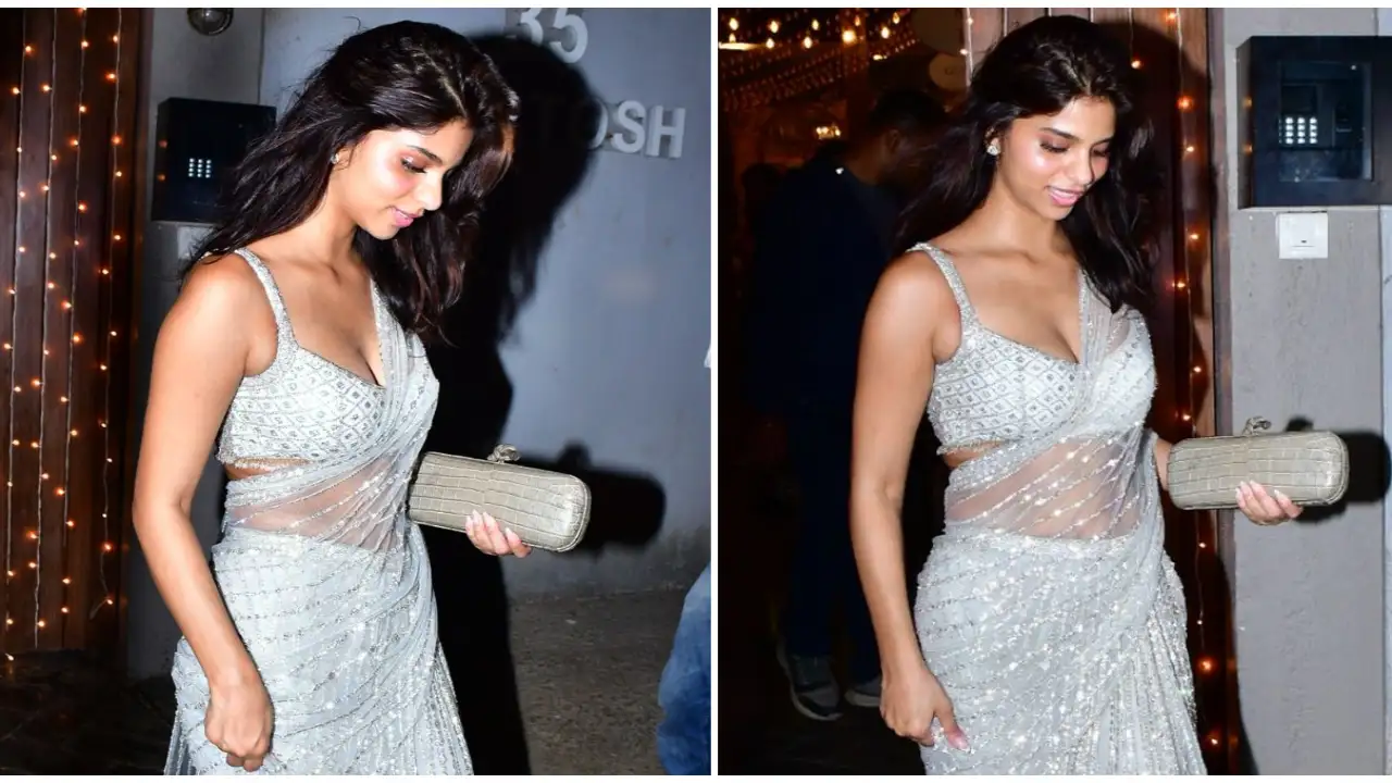 Suhana Khan's Falguni and Shane Peacock sheer saree is the best sparkly bet for Spring weddings Suhana Khan, Falguni and Shane Peacock, celebrity style, sarees, bollywood, fashion,