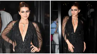 Kriti Sanon's custom Shantnu & Nikhil cut-out black gown is vampy and sexy to the core