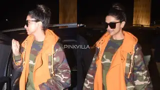 Deepika Padukone makes a style statement in long camouflage jacket at the airport; See PICS