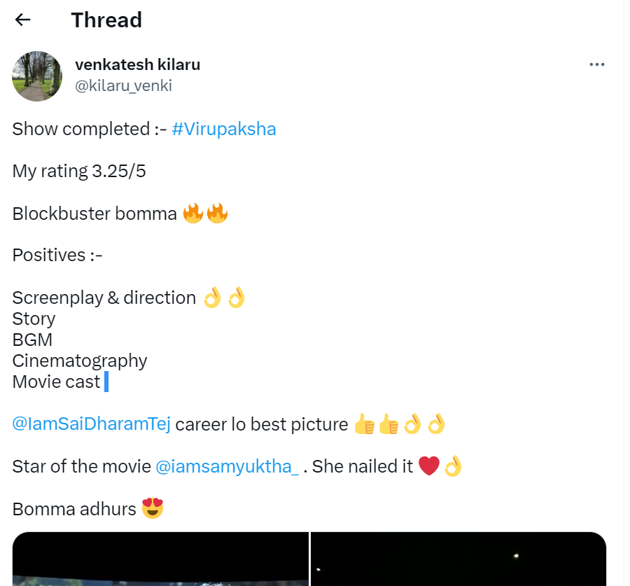 Virupaksha Twitter review
