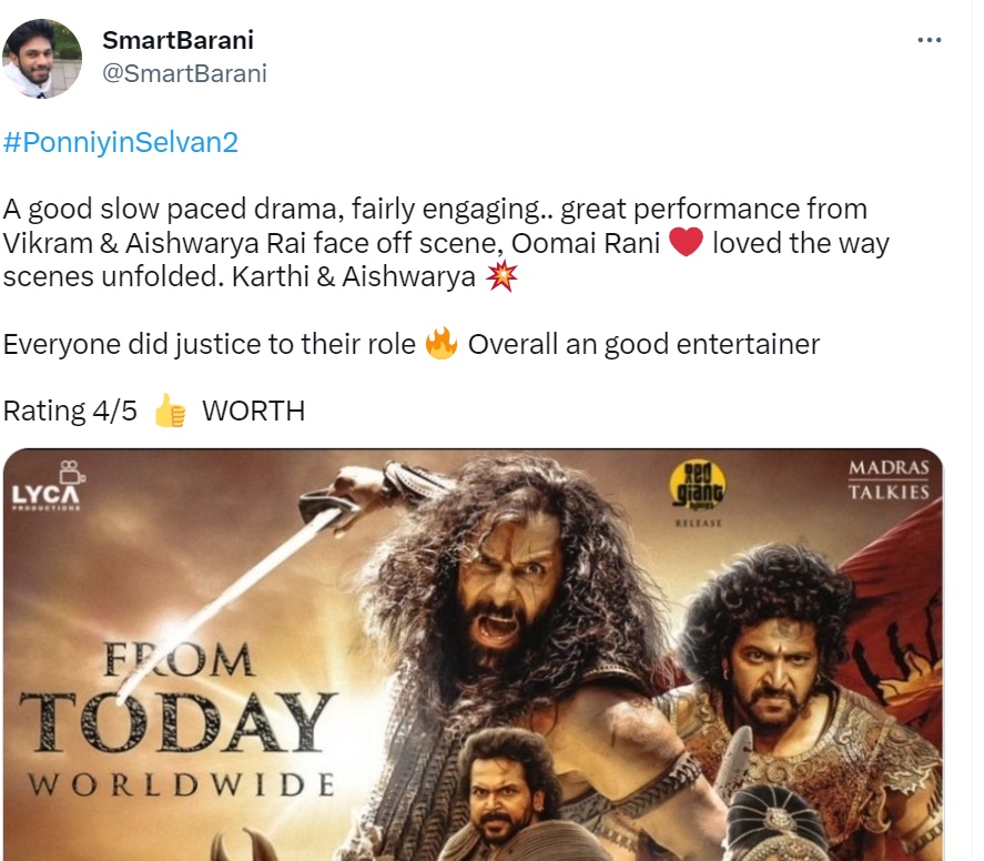 Ponniyin Selvan 2 Twitter review