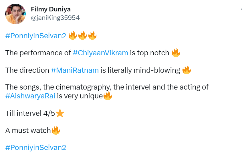 Ponniyin Selvan 2 Twitter review