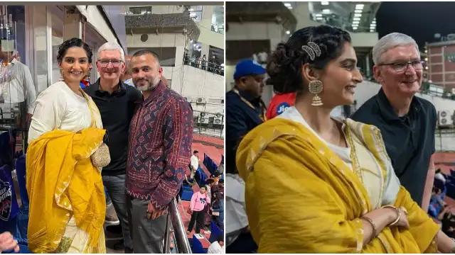 PICS: Sonam Kapoor watches DC Vs KKR IPL Match with Tim Cook and her hubby Anand Ahuja; Clicks selfies