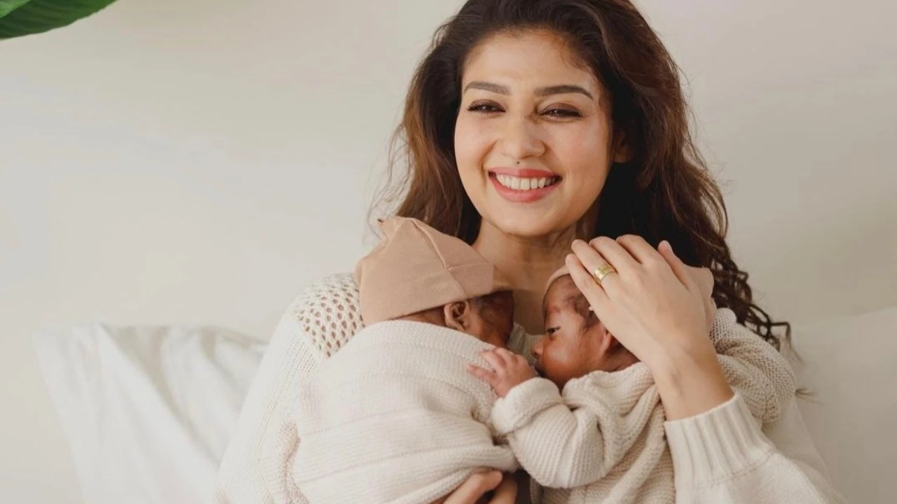 Nayanthara poses with her twins Uyir and Ulag;  Revealed their faces on their first anniversary with Vignesh Shivan