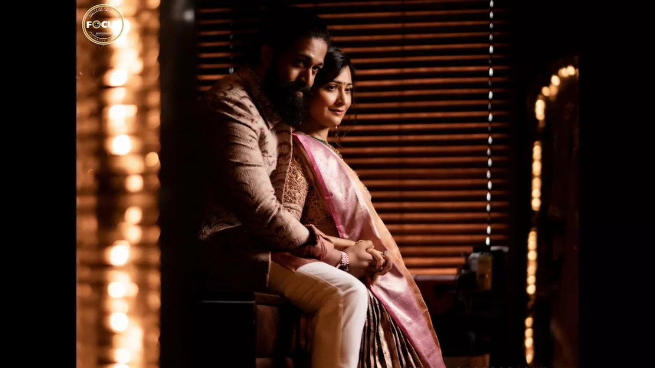 Yash and Radhika Pandit get lost in each other’s company as they click a photo in traditional wear