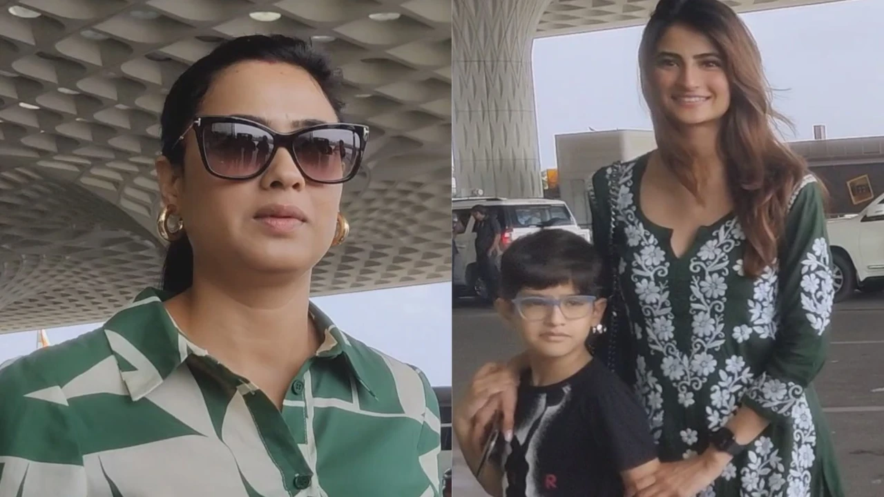 Shweta Tiwari spotted at airport sporting sindoor; Son asks, 'Ye photo kyun  le rahe hai?' as paps click pics | PINKVILLA