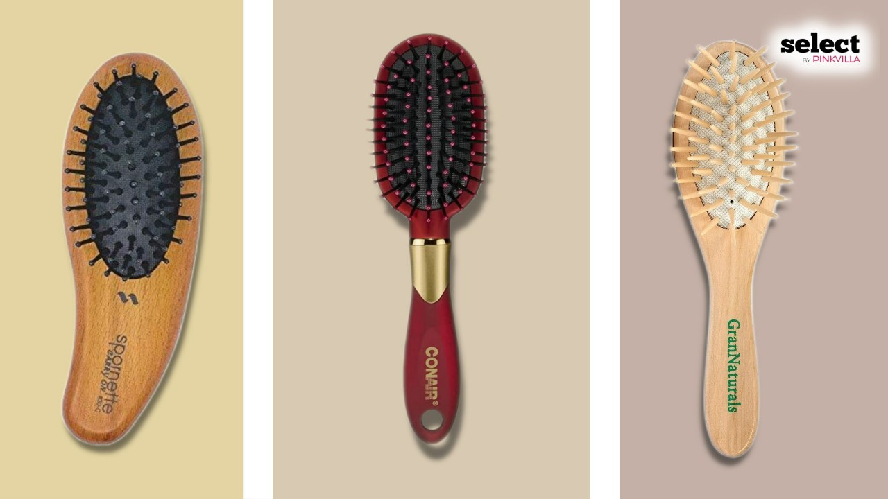 Travel Brush Mini Boar Bristle Brush Folding Hair Brush for Thin