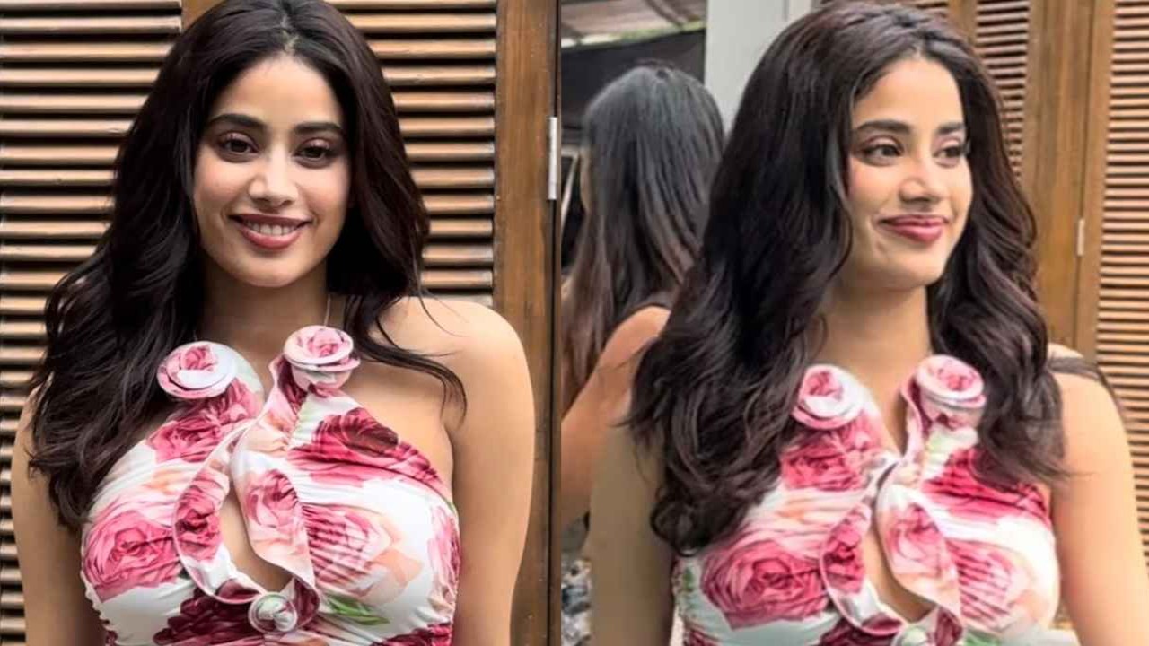 Take cues from Janhvi Kapoor on mastering floral print as she pulls off hot  Magda Butrym ruched midi | PINKVILLA