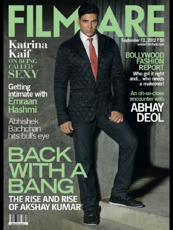 Akshay Kumar on the cover of Filmfare (Sept 2012)