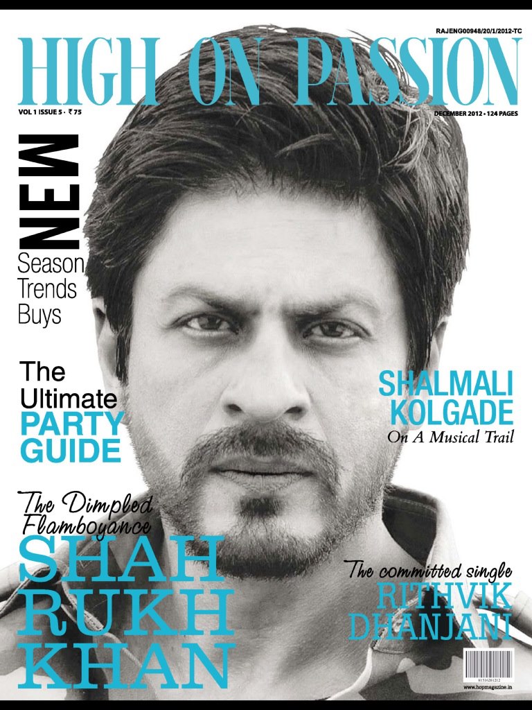 Shah Rukh Khan on the cover of High On Passion December 2012