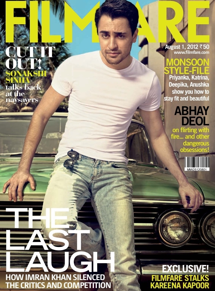 Imran Khan on the cover of Filmfare (August 2012)