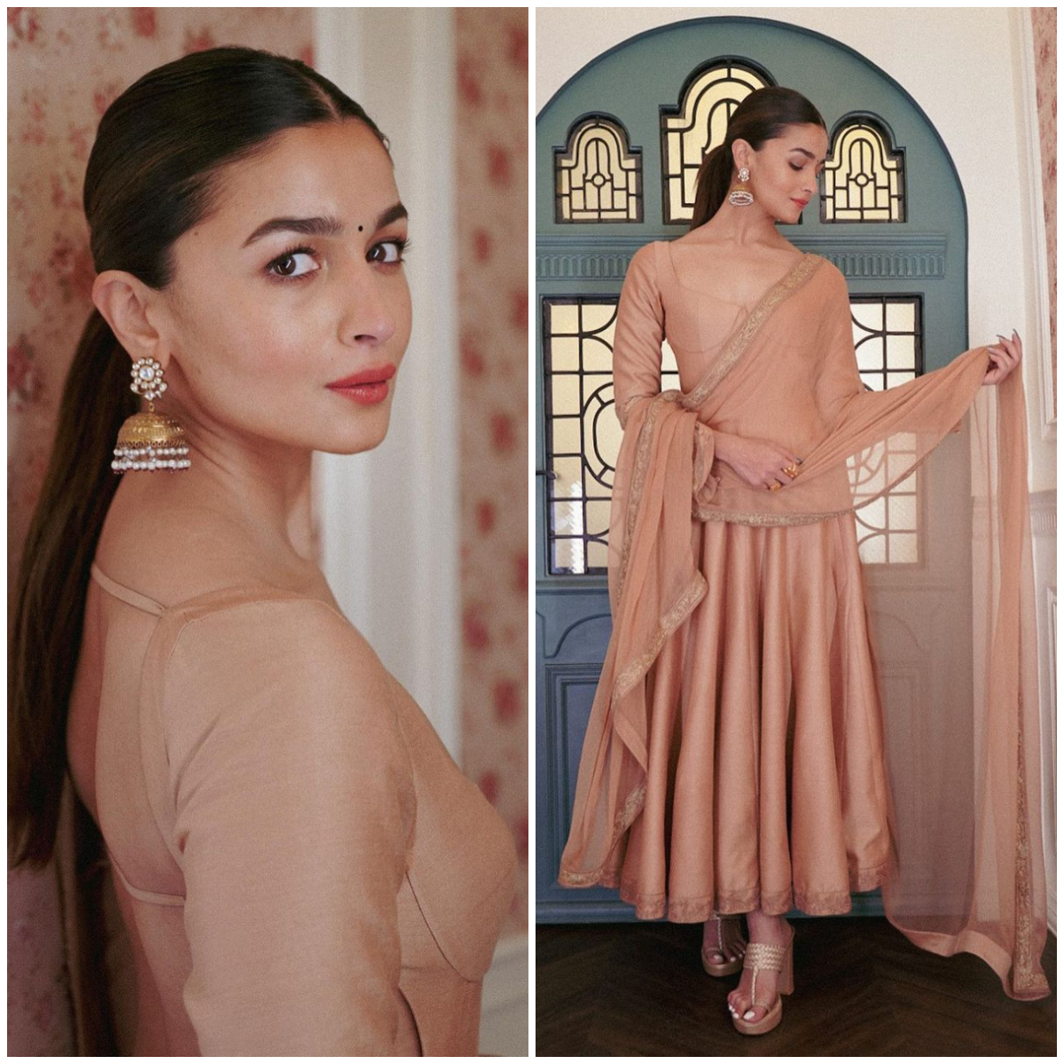 Alia Bhatt looks elegant in a backless Manish Malhotra Anarkali suit & aces tonal dressing; Yay or Nay? Alia Bhatt looks elegant in a backless Manish Malhotra Anarkali suit & aces tonal dressing; Yay or Nay?
