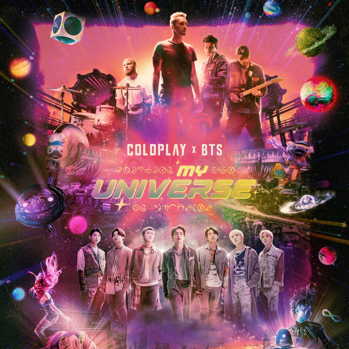 BTS and Coldplay pose for the concept photo of &#039;My Universe&#039;