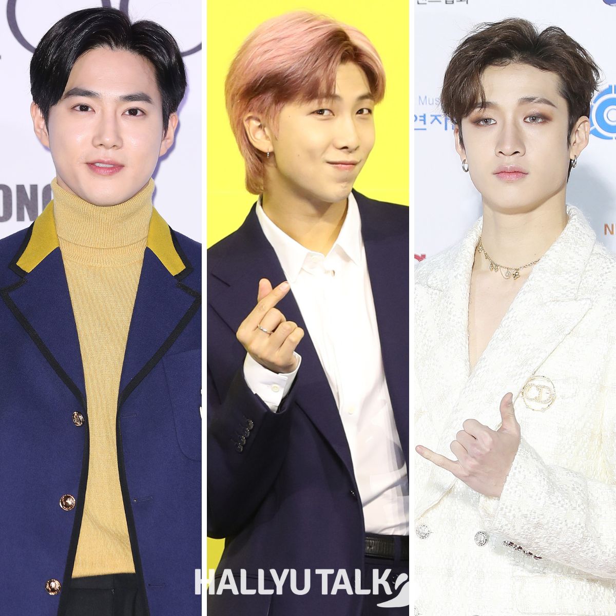 EXO’s Suho, BTS’ RM, Stray Kids’ Bang Chan : courtesy of News1 EXO’s Suho, BTS’ RM, Stray Kids’ Bang Chan