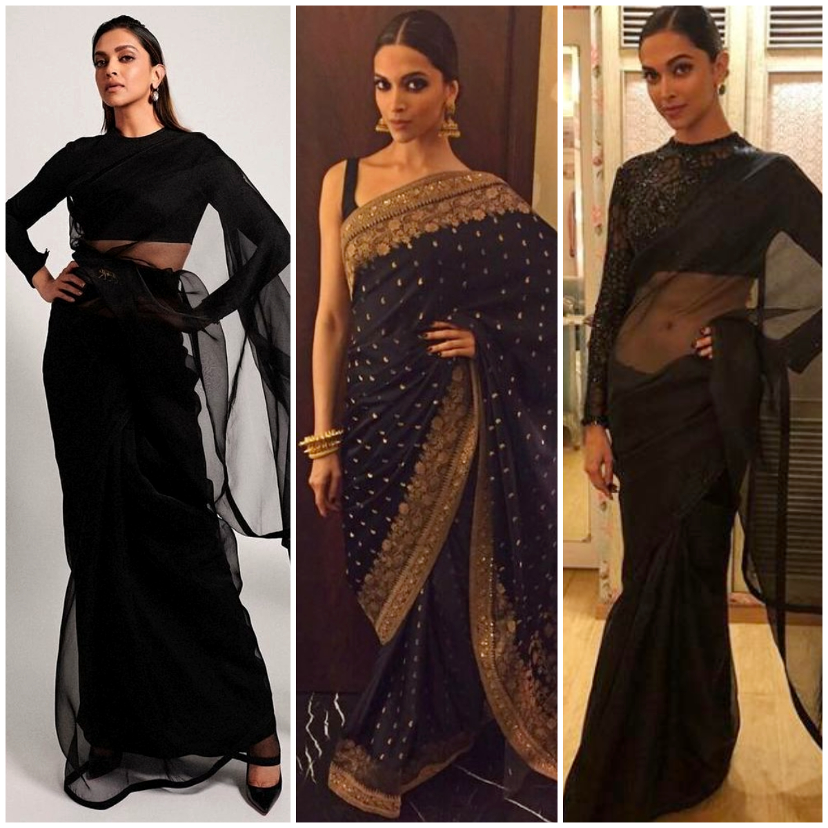Black Georgette Crush Saree With Sabyasachi Belt | Koselly