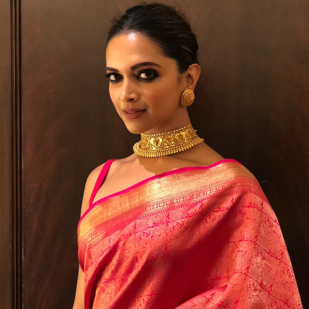 Onion Pink Saree With Embroidered Contrast Blouse  Dresstive