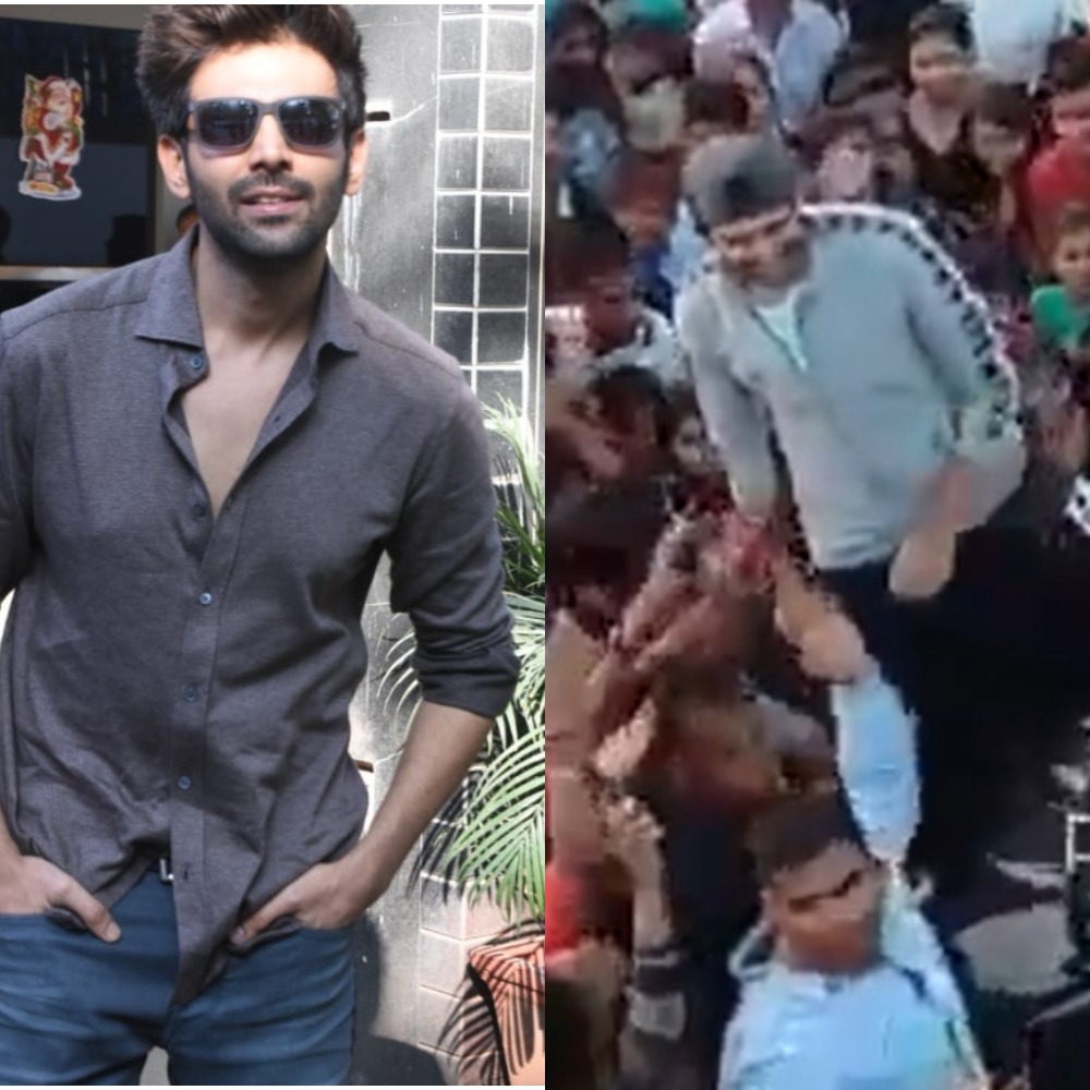 EXCLUSIVE VIDEO: Kartik Aaryan waves, blows kisses and clicks selfies with a sea of fans post Dostana 2 shoot