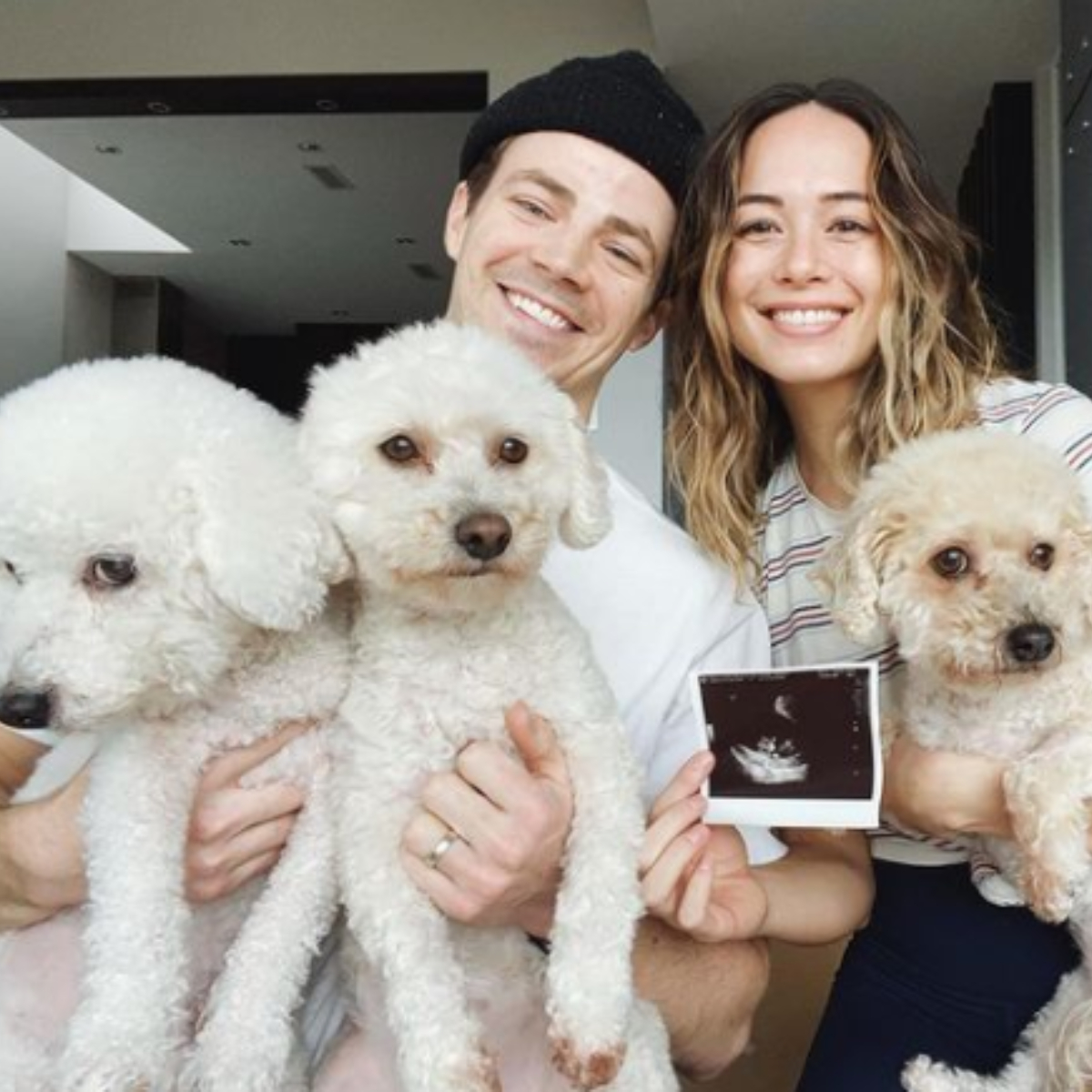 Grant Gustin and wife LA Thoma recently welcomed their first baby 