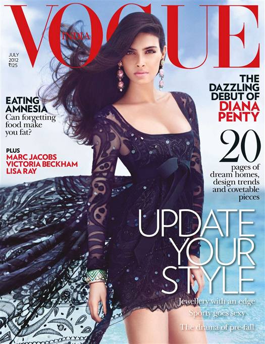 Diana Penty on the cover of Vogue India - July 2012