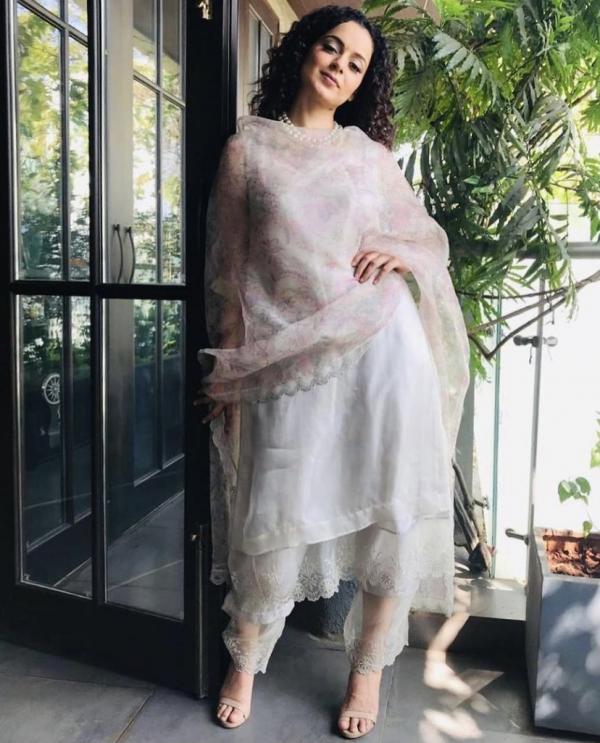 Pink Faux Georgette Kangana Ranaut Saree -