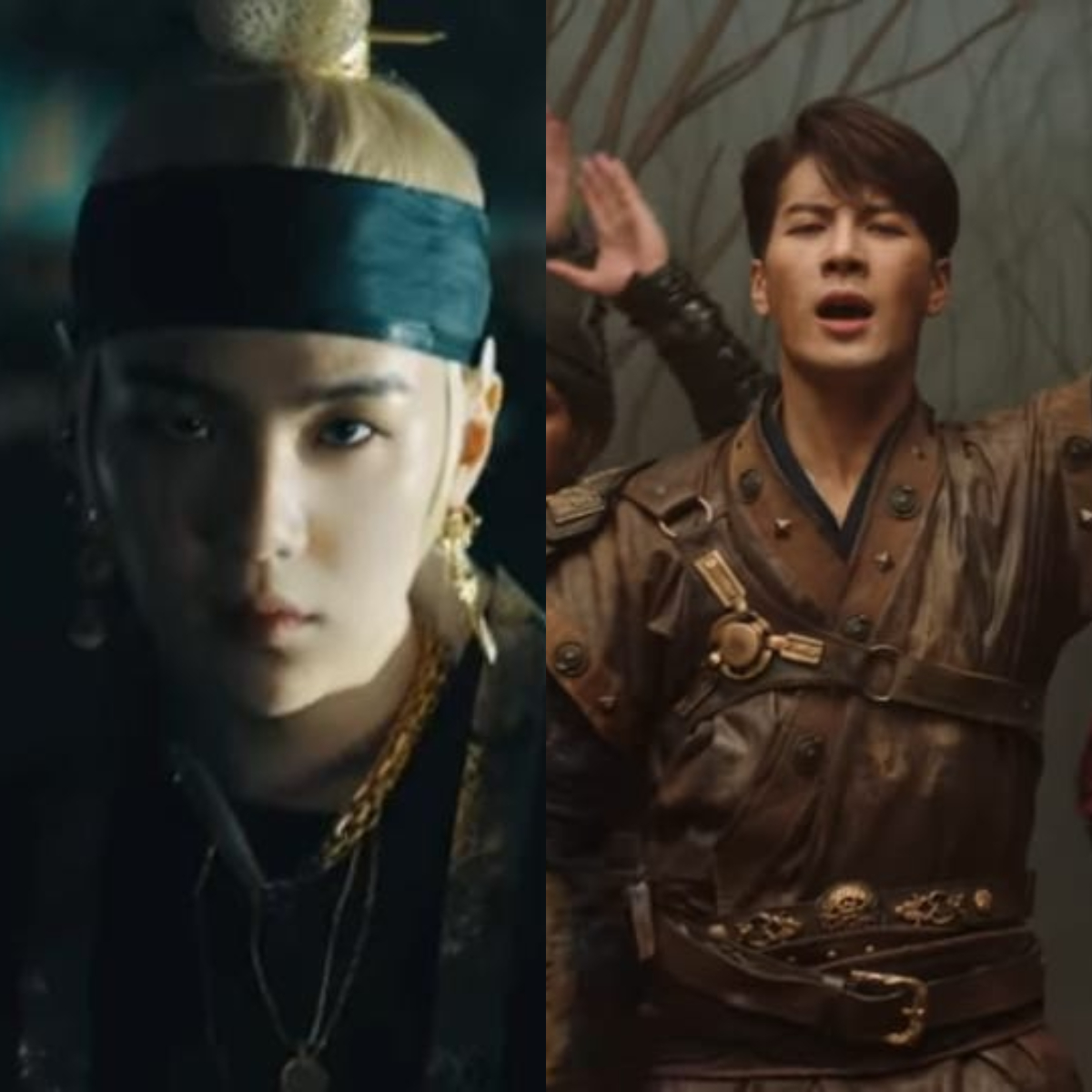 4 KPop music videos that look like AND can definitely be reimagined as Korean movies! Stills from AGUST D's Daechwita and Jackson Wang's 100 Ways