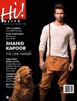 Shahid Kapoor with his dog Kaizer on the cover of Hi! Blitz - June 2012