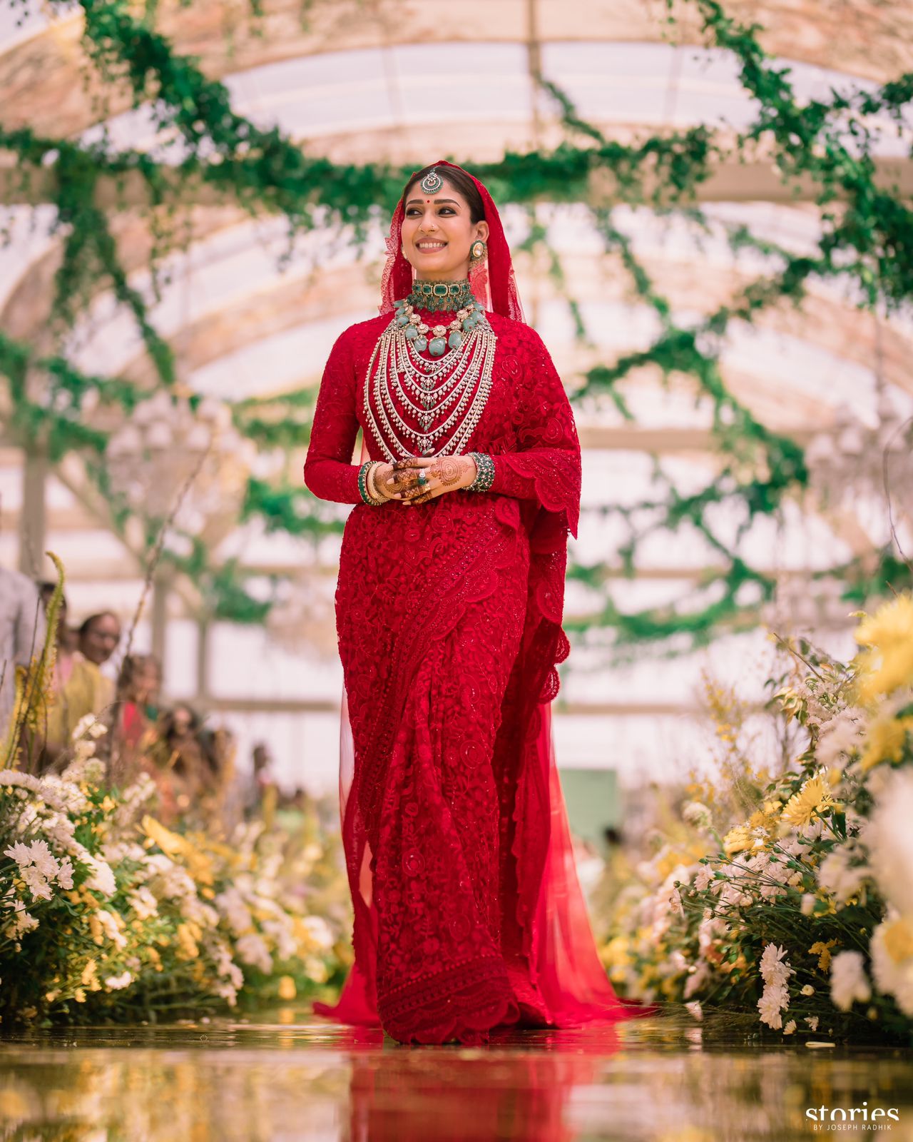This Bride's Red-On-Red Fairy Tale Outfit Is Reminding Us Of Priyanka  Chopra's Wedding Finery | Red wedding lehenga, Indian bridal outfits,  Wedding lehenga designs
